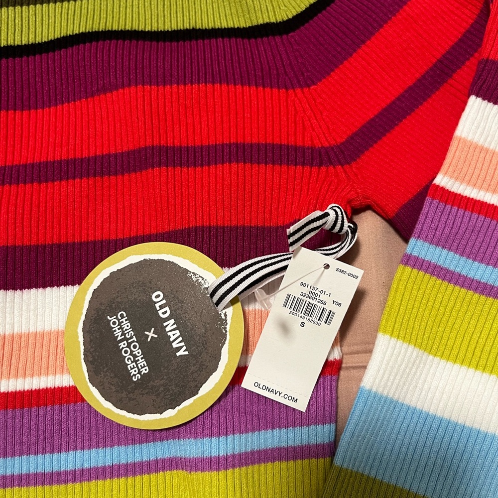 Christopher John Rogers X Old Navy Multi-Stripe Crewneck Sweater Size Small - Picture 2 of 4